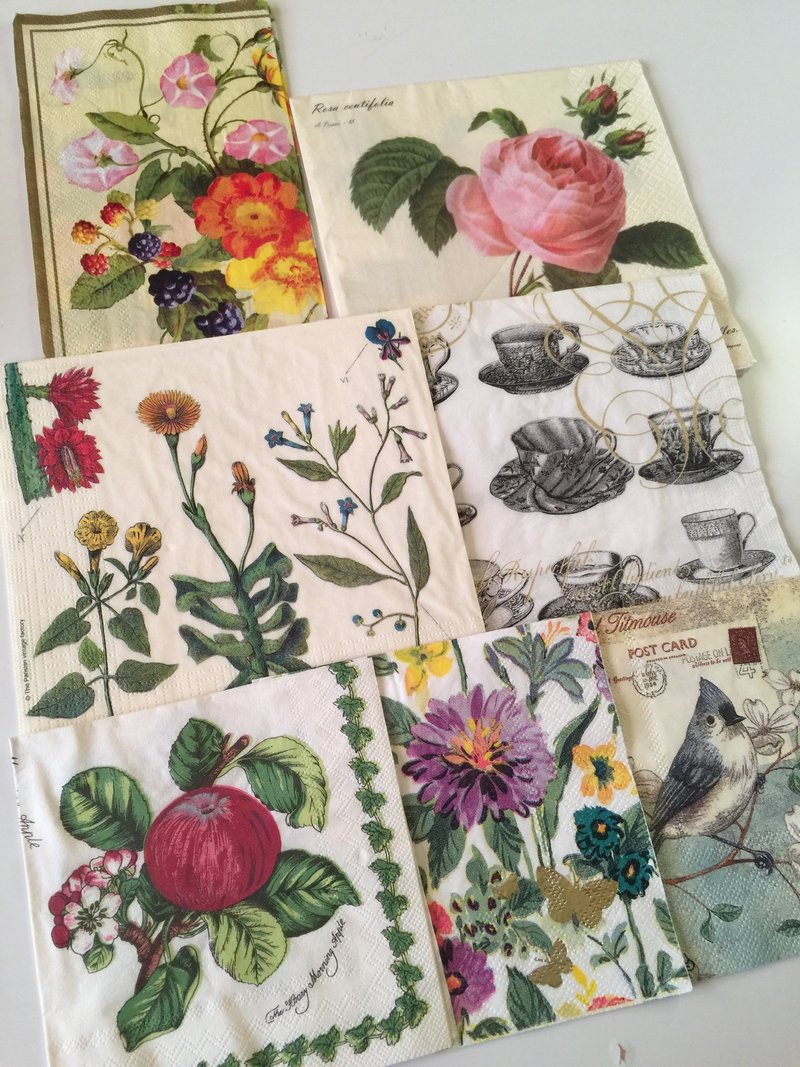 Vintage flora napkin set-6 - ชิ้นส่วน/วัสดุอุปกรณ์ - กระดาษ 