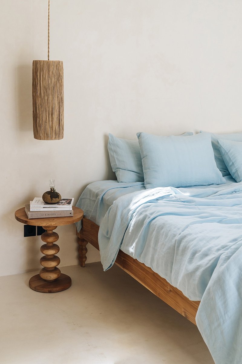 Sky blue linen pillowcase / Blue pillow cover / Euro, American, Taiwan size - เครื่องนอน - ลินิน สีน้ำเงิน