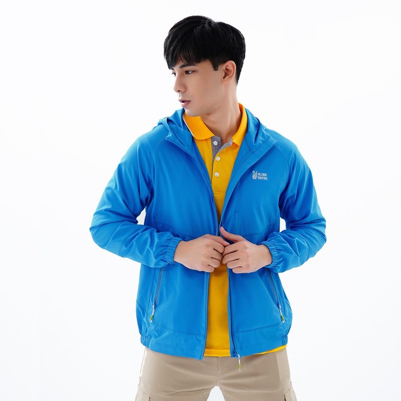 中性款防風防潑水抗UV反光連帽外套GJ10019寶藍 - 男夾克/外套 - 聚酯纖維 藍色