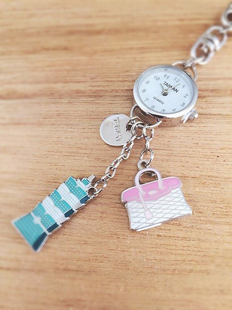 Small watch strap / key ring -Taipei 101 - Keychains - Other Metals Silver