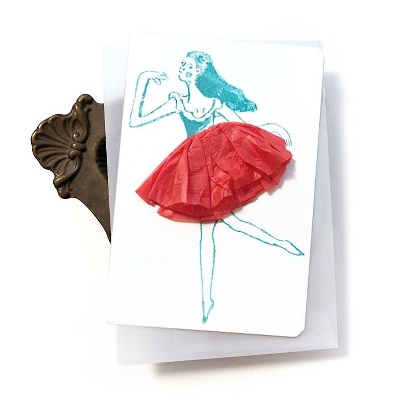 Ballerina card red skirt - การ์ด/โปสการ์ด - กระดาษ สีแดง