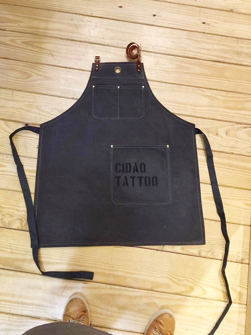 [Kyrgyzstan] .co custom aprons work aprons waterproof double wax cloth copper buckle leather strap may embroidery printing + - Other - Cotton & Hemp Multicolor