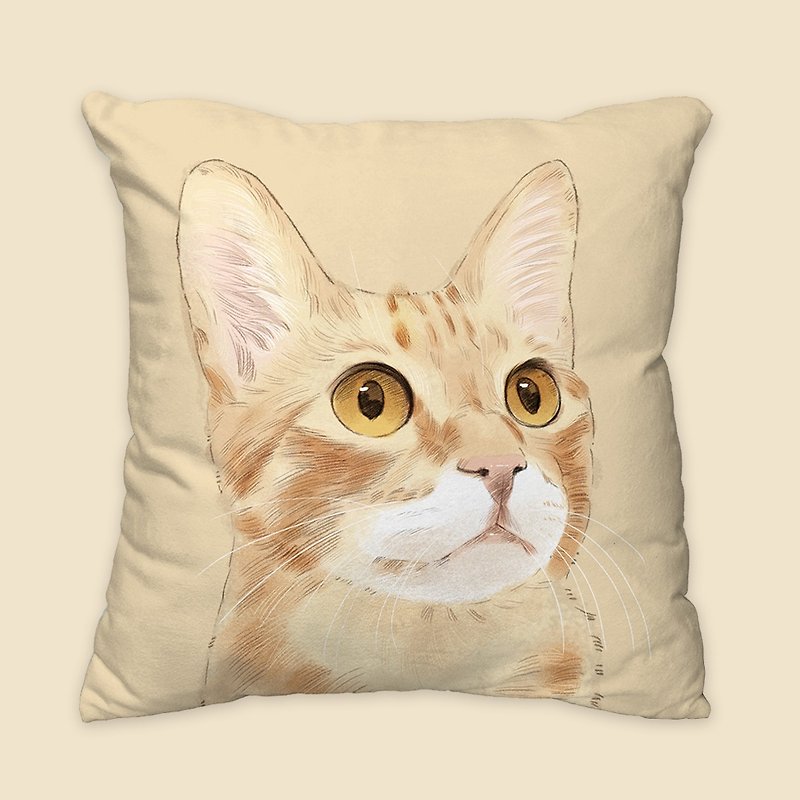 [I will always love you] Classic orange cat and dog animal pillow/pillow/cushion - Pillows & Cushions - Cotton & Hemp Orange