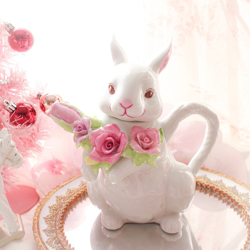 Rabbit's Bouquet Pot - Teapots & Teacups - Pottery Pink