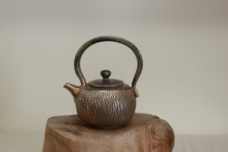 柴燒提樑茶壺/爆裂紋/180ml/瀧間拾光 - 茶壺/茶杯/茶具 - 陶 