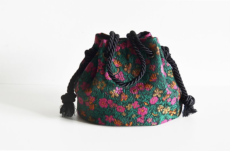 棉．麻 手袋/手提袋 多色 - [Limited Quantity Premium] French small flower pattern jacquard 2way marine bag