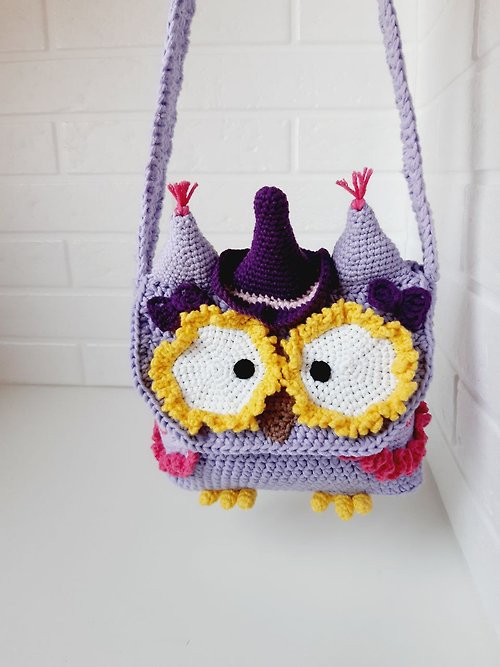 fairyland amigurumi PDF crochet baby owl shoulder bag, owl purse pattern, crochet bag pattern