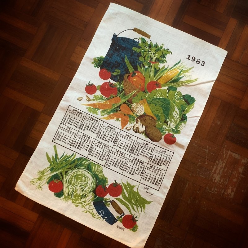 1983 美國早期布面月曆 fruit - 牆貼/牆身裝飾 - 棉．麻 多色