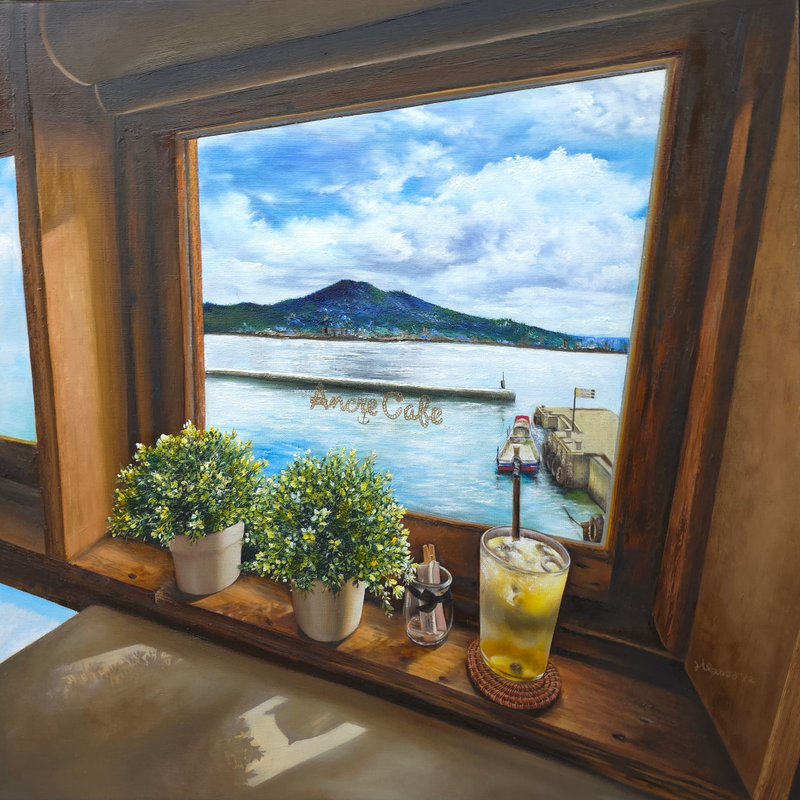 Exquisite Hand-Painted Oil Painting | Tamsui River View from the Window | One of a Kind - โปสเตอร์ - สี หลากหลายสี