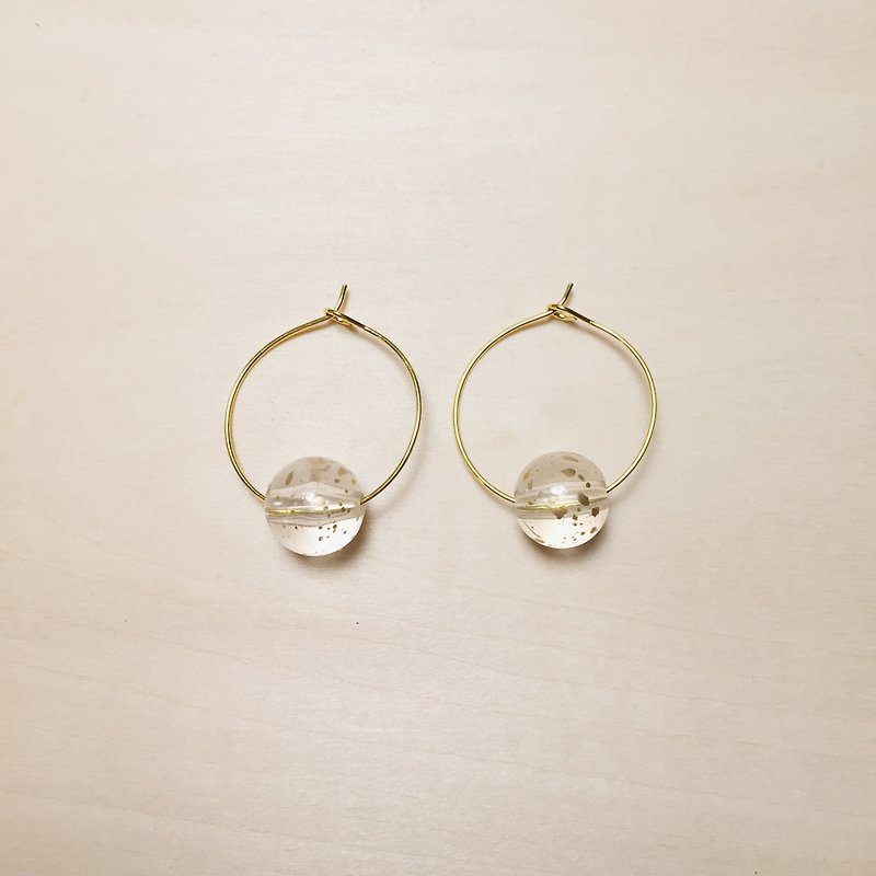 Transparent gold breathable inkjet earrings - Earrings & Clip-ons - Resin Transparent