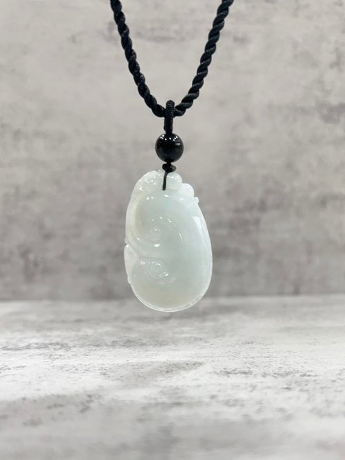 Juno Jewelry 嘉龍珠寶 如意玉石墜 緬甸翡翠 冰糯種 A貨玉石 黑瑪瑙 雕刻玉珮 附贈編織