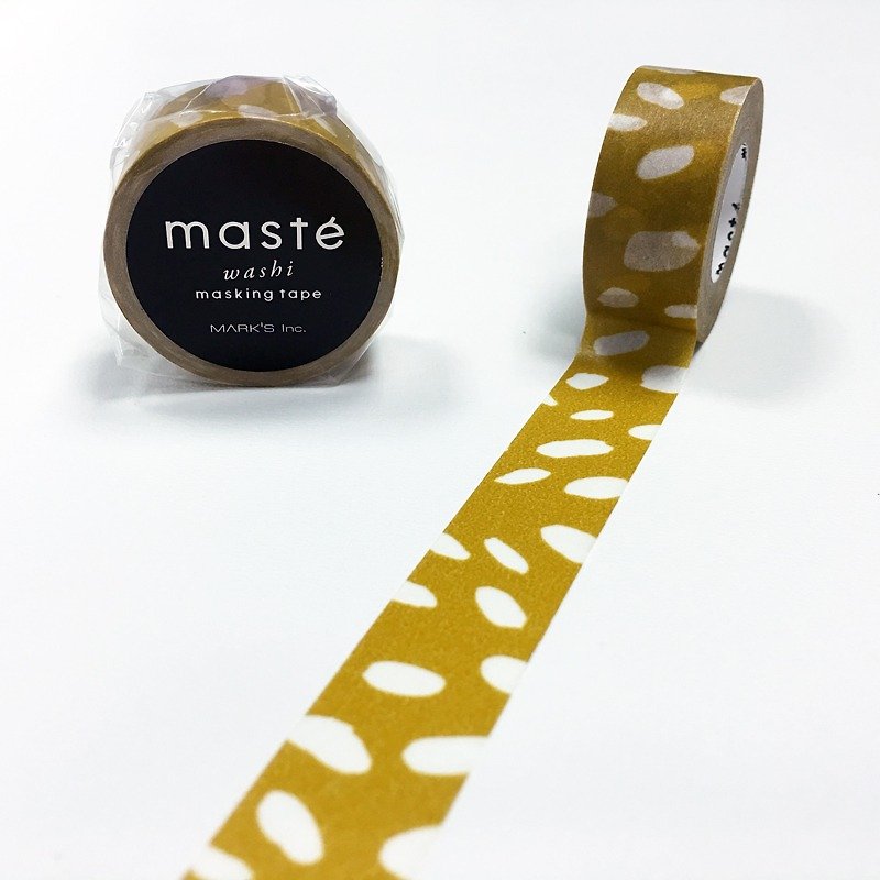 maste 和紙膠帶 海外限定系列-Basic【水滴點點-芥末 (MST-MKT197-MD)】 - 紙膠帶 - 紙 咖啡色