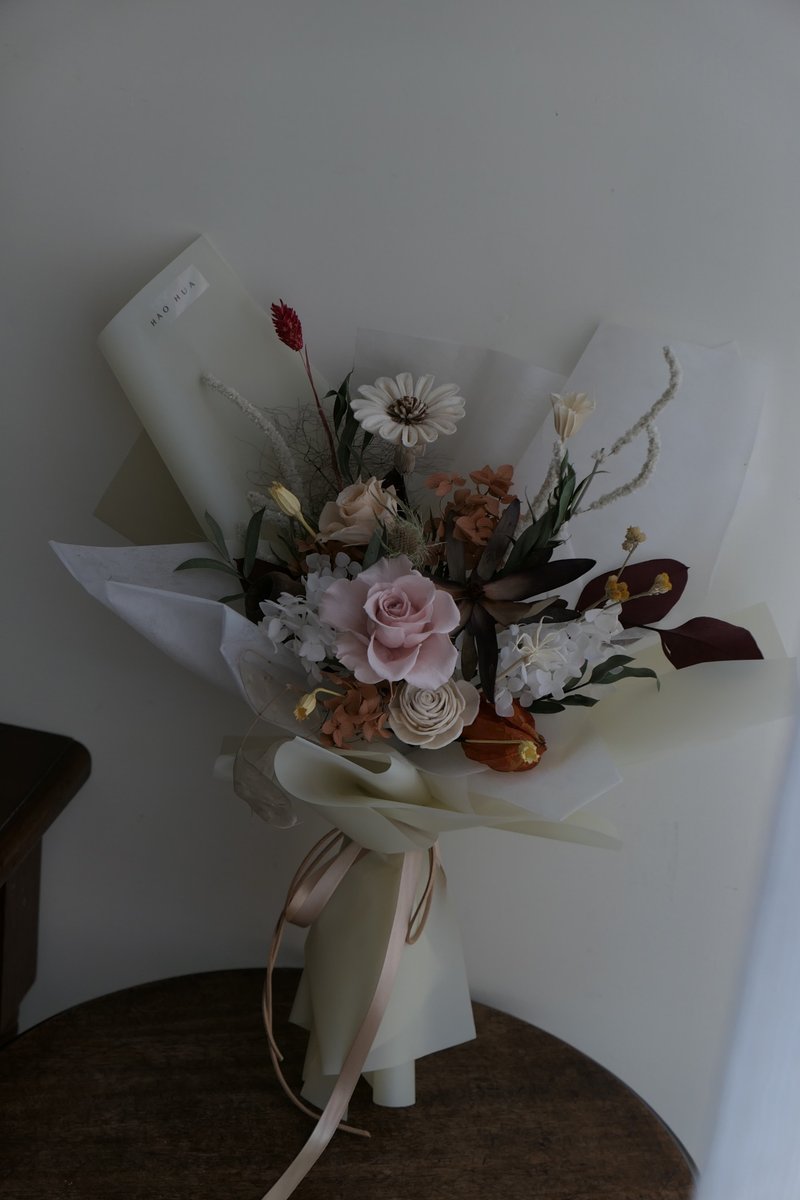 [Good Flowers] Vintage rosy immortal dry rose bouquet - Dried Flowers & Bouquets - Plants & Flowers Pink