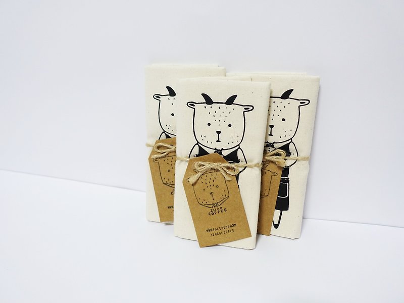 Screen printing  Small package  Mr. Fat goat  drip coffee - กระเป๋าถือ - ผ้าฝ้าย/ผ้าลินิน ขาว