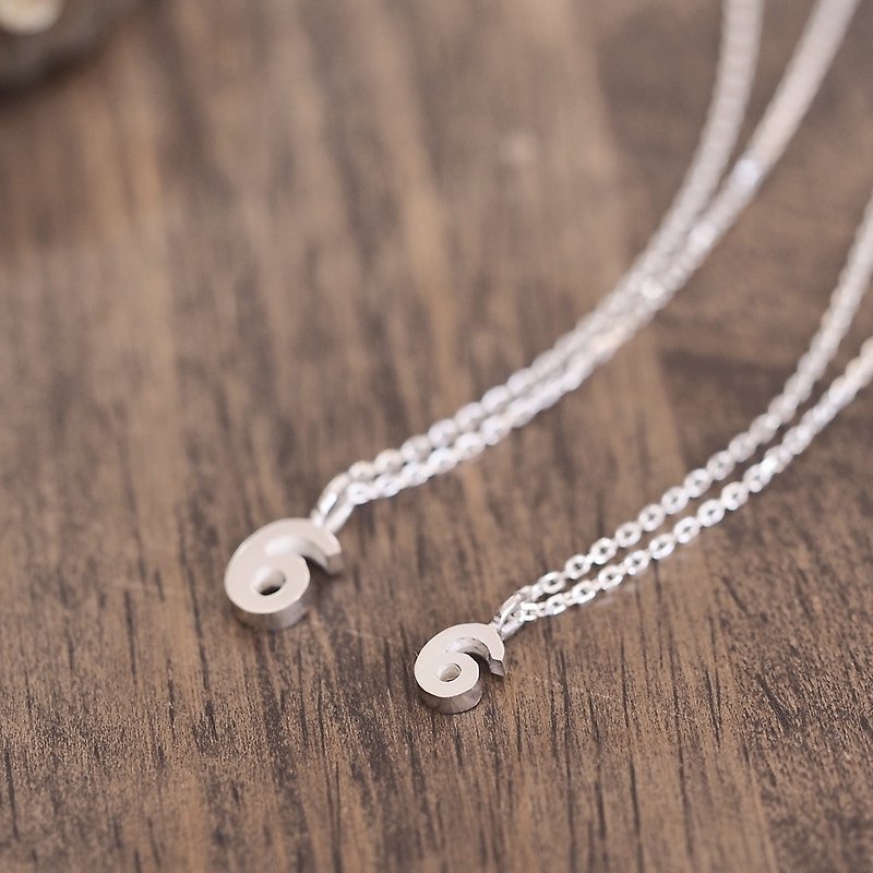 2 pieces set) Number 6 pair Necklace Silver 925 - สร้อยคอ - โลหะ สีเงิน