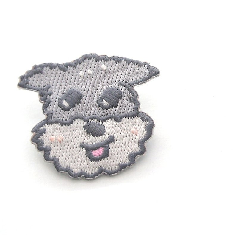 Ogi Angel Schnauzer puppy embroidered pins/appliques - Brooches - Thread Gray