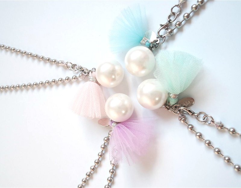 Lace tassel necklace in Pastel colour - Chokers - Other Materials Multicolor