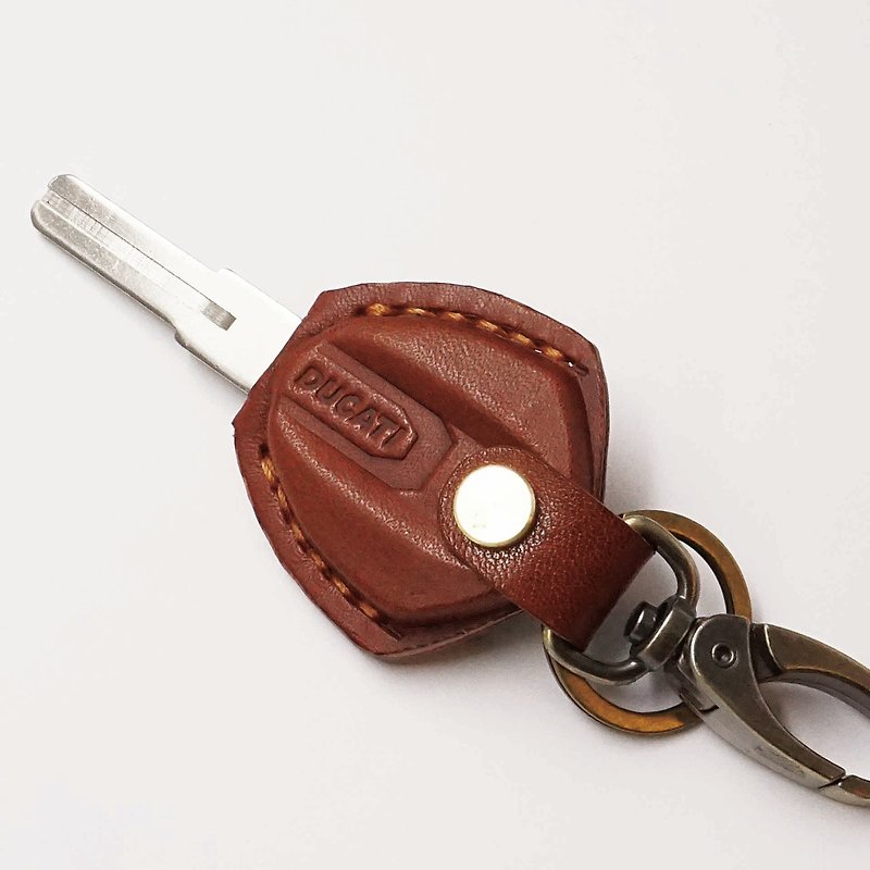 Leather key fob fit for DUCATI Monster 1200S - Keychains - Genuine Leather Brown