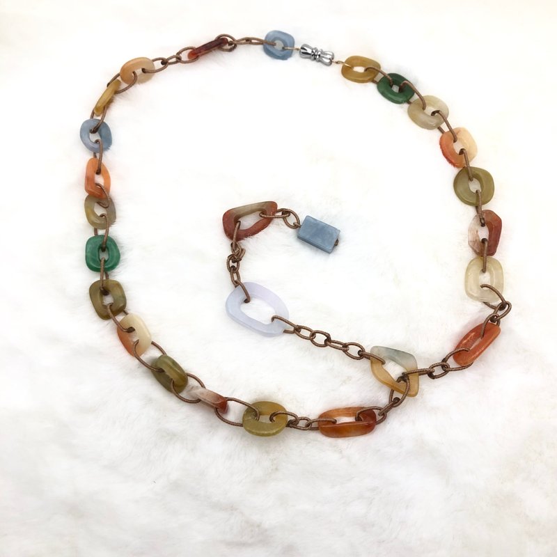 Natural multi-treasure jade clavicle chain/features/outfit/birthday/gift - Necklaces - Jade Multicolor