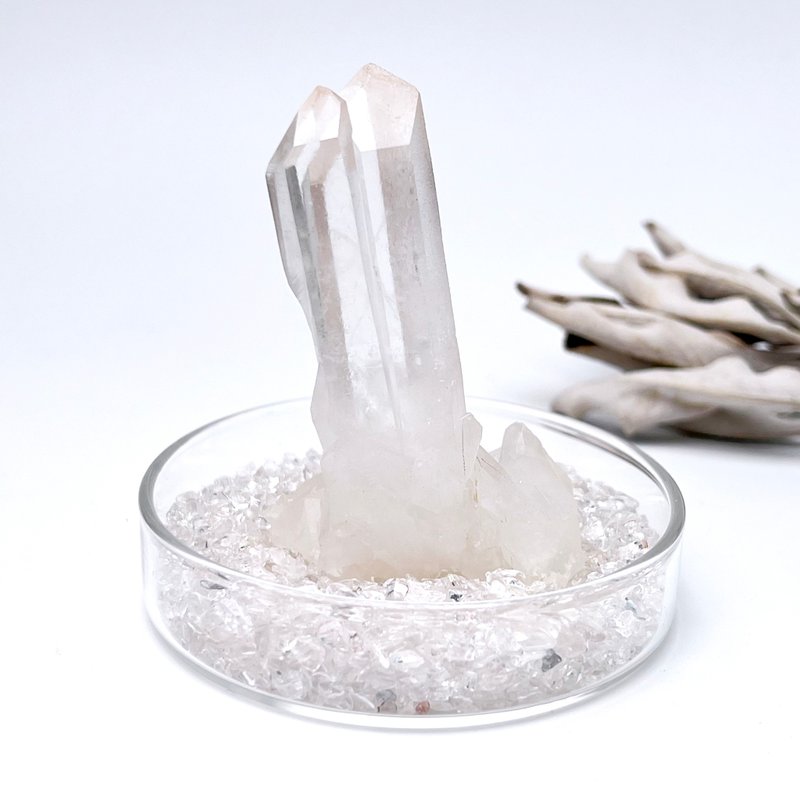 映澈。原礦 擺件 辦公療癒 水晶盆栽 組合 I 白水晶 白晶簇 I - 擺飾/家飾品 - 水晶 白色