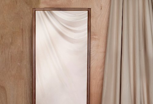 Walnut Solid Wood Full Length Mirror, Standing Mirror Wooden Frame