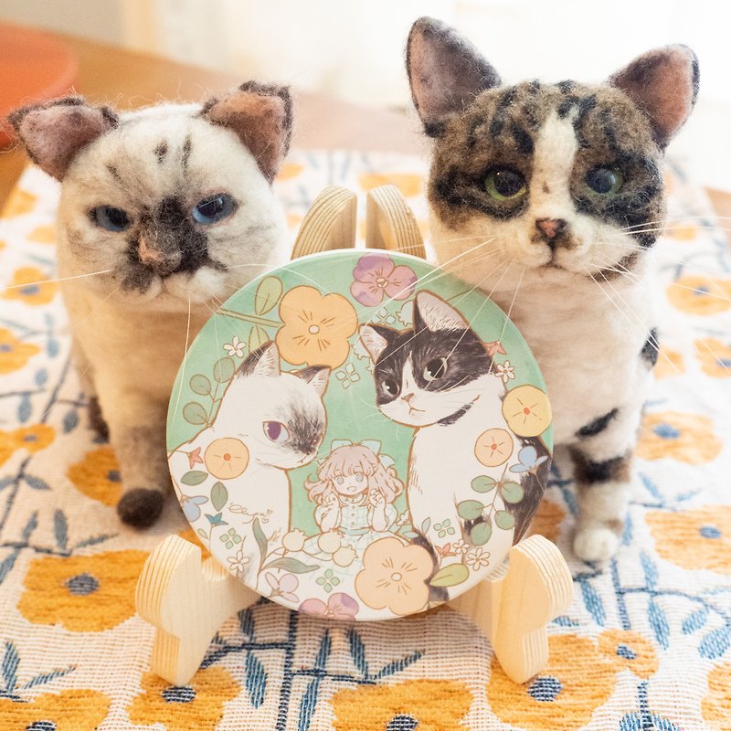 Cat Cat Small Ceramic Painting Decoration Coaster Chiya Meow no cat, no life. Series - Items for Display - Pottery White