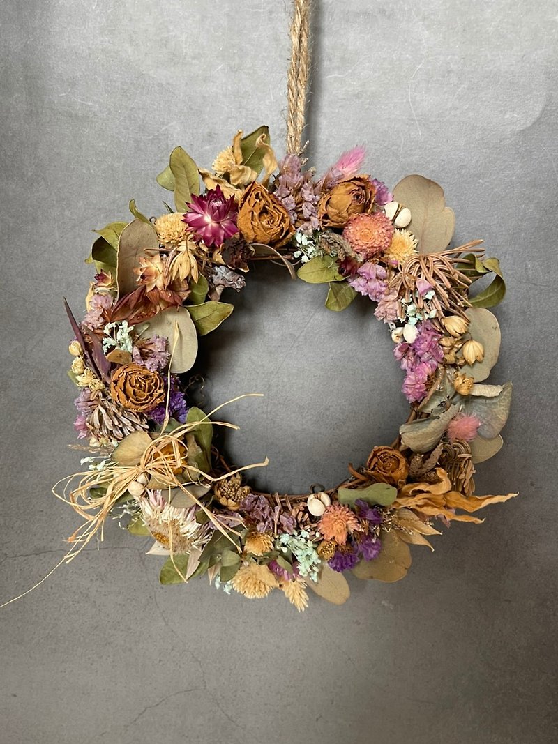 【Dried Flower Wreath-Round Type】Dried Flower/Wreath/Wall Decoration/Holy Wreath/Gift Exchange - Items for Display - Plants & Flowers 