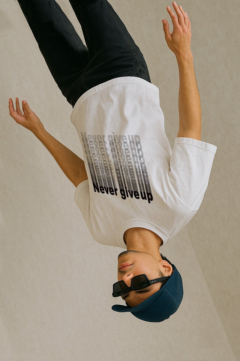 Never give up 純棉白色t-shirt - 女 T 恤 - 棉．麻 白色