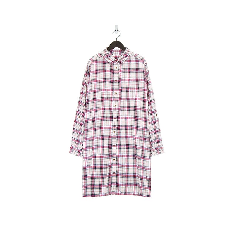 A‧PRANK: DOLLY :: Vintage VINTAGE white and blue checked shirt dress (D709061) - One Piece Dresses - Cotton & Hemp Red
