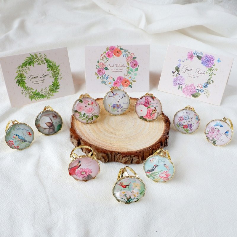 Buy 2 Get 1 Free Exclusive Handmade Flower and Bird Three Ring Silk Buckle Gift Box | Customized - ผ้าพันคอ - ทองแดงทองเหลือง 