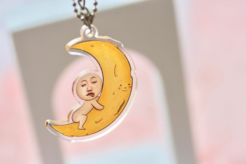 KEYRING ll KEYCHAIN :: funny face ride the moon - พวงกุญแจ - อะคริลิค 