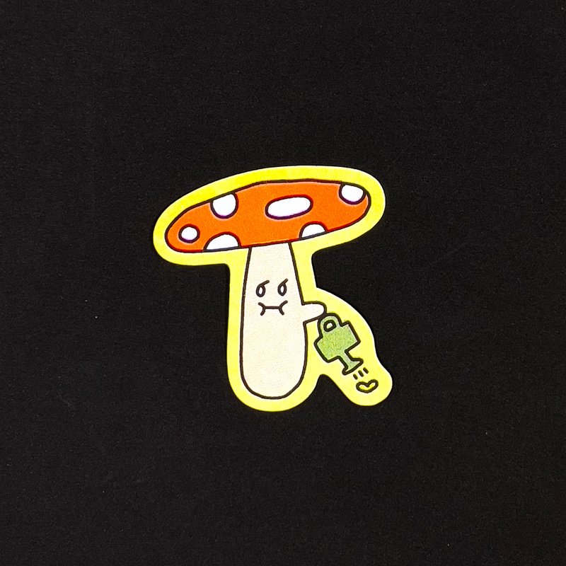Original Risograph mushroom watering heart - 貼紙 - 紙 
