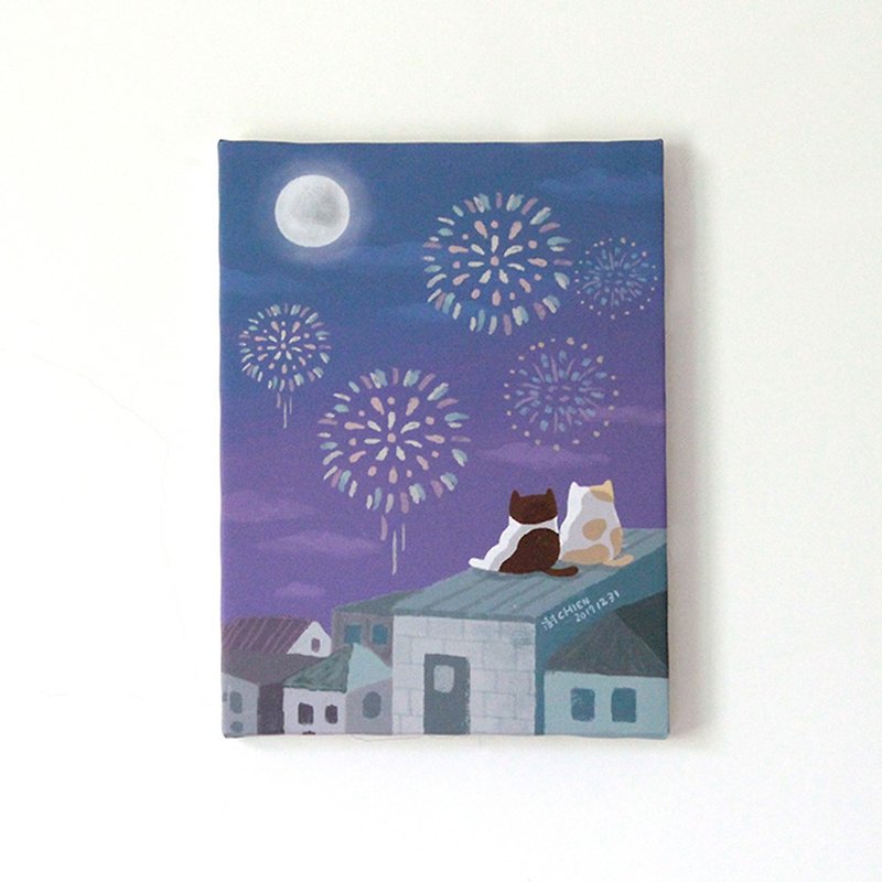 Fireworks frame with you with art clay - โปสเตอร์ - ผ้าฝ้าย/ผ้าลินิน 