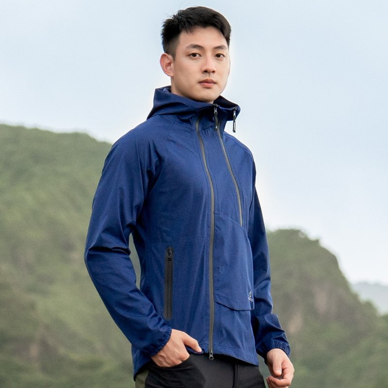 Kinyan Dual Zip Waterproof Jacket for Men - Navy Blue - เสื้อโค้ทผู้ชาย - เส้นใยสังเคราะห์ สีน้ำเงิน