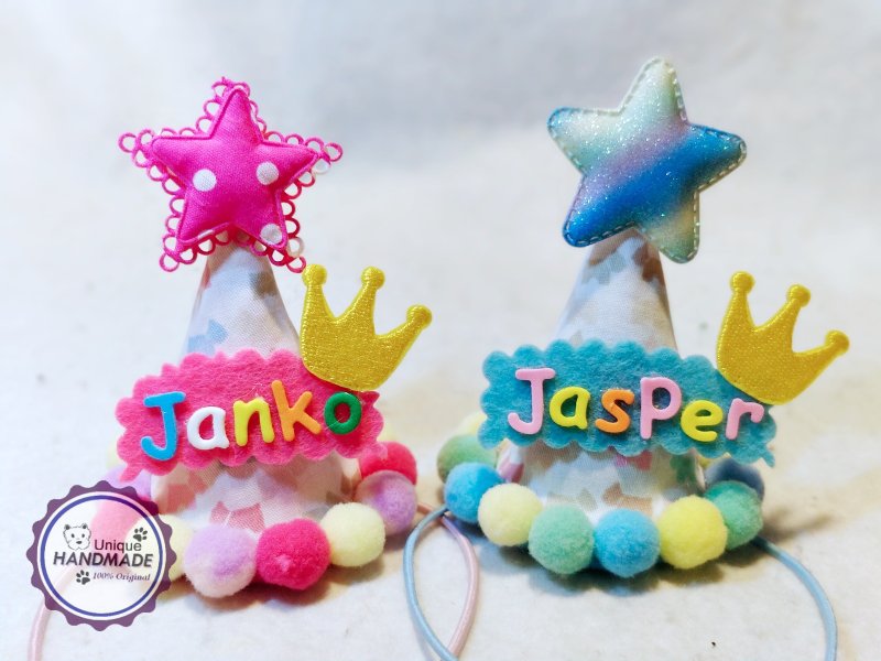 Birthday star 生日之星  寵物生日帽 - 寵物衣服 - 棉．麻 藍色