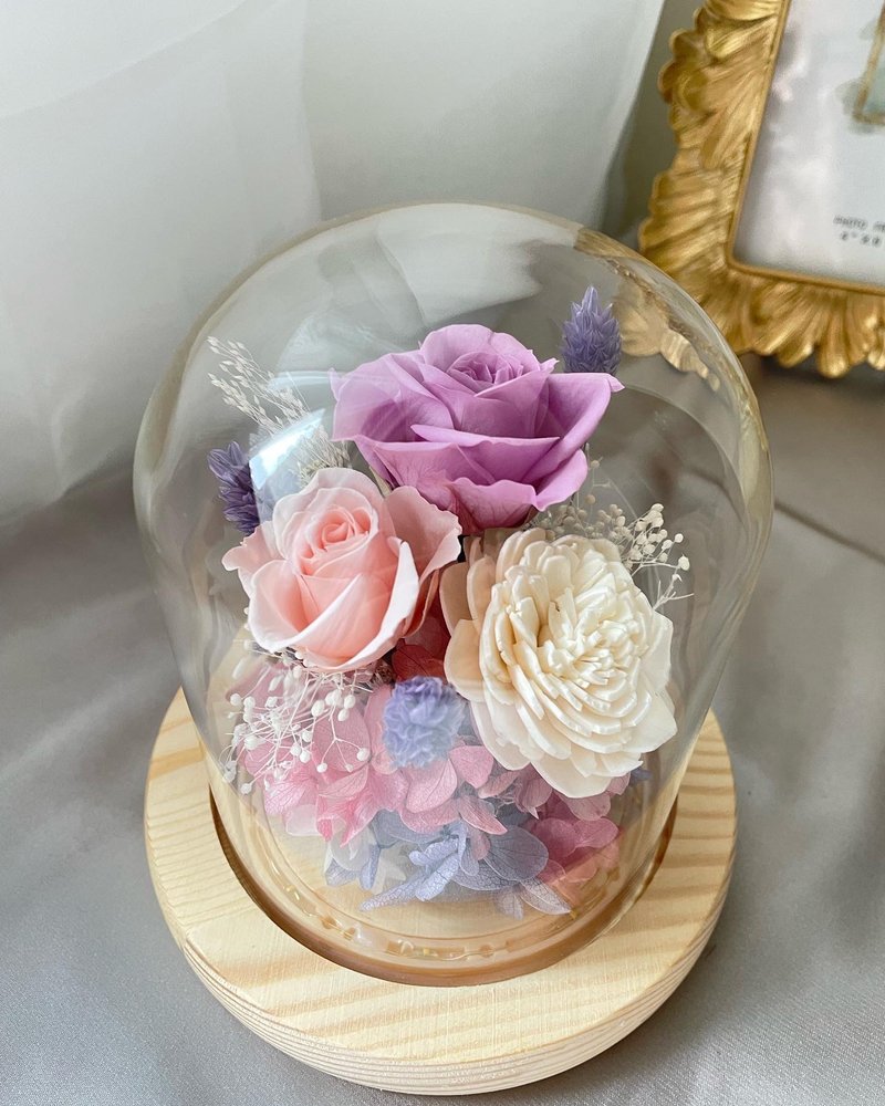 Eternal Flower Glass Flower Cup Night Light Purple Love You Style - Dried Flowers & Bouquets - Plants & Flowers 