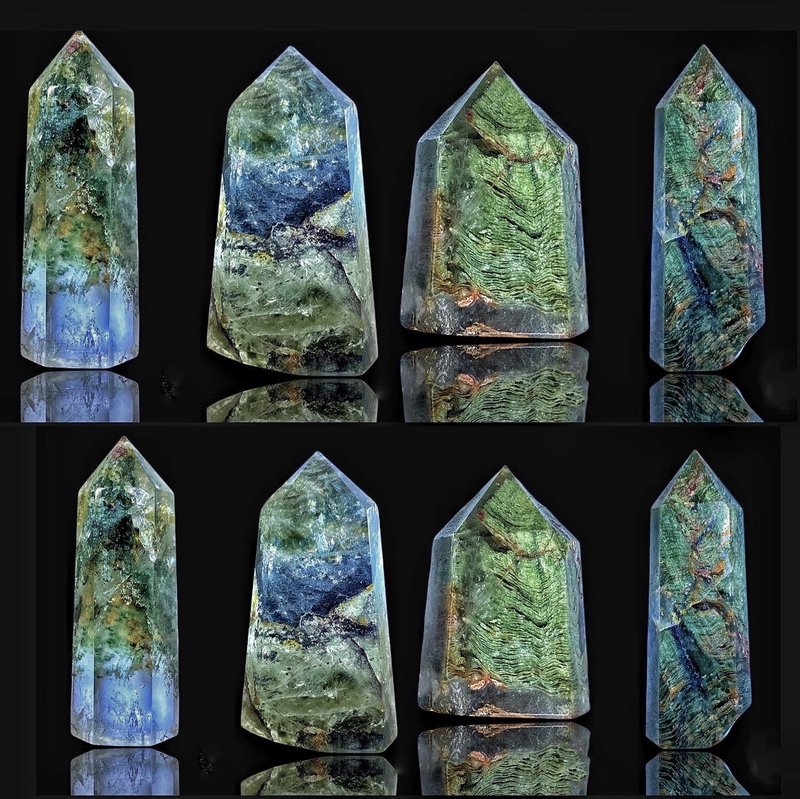 オールドストック研磨 グリーンファントムクォーツポイント トルマリンinクォーツポイント ルチルクォーツポイント ファントムクォーツポイント クォーツポイント - 置物 - クリスタル 多色