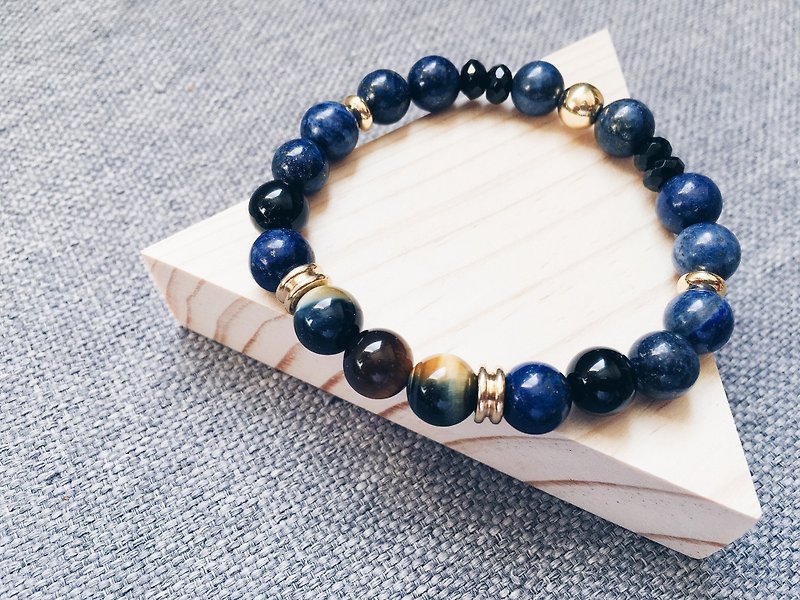 Cyanite mix tiger eye stone bracelet - Bracelets - Gemstone Blue