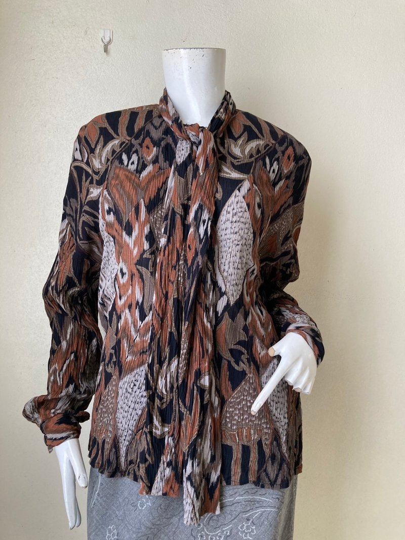 Vintage Bernard Ciwan Print rayon Blouse// Size 10 made in Canada - 女襯衫 - 聚酯纖維 