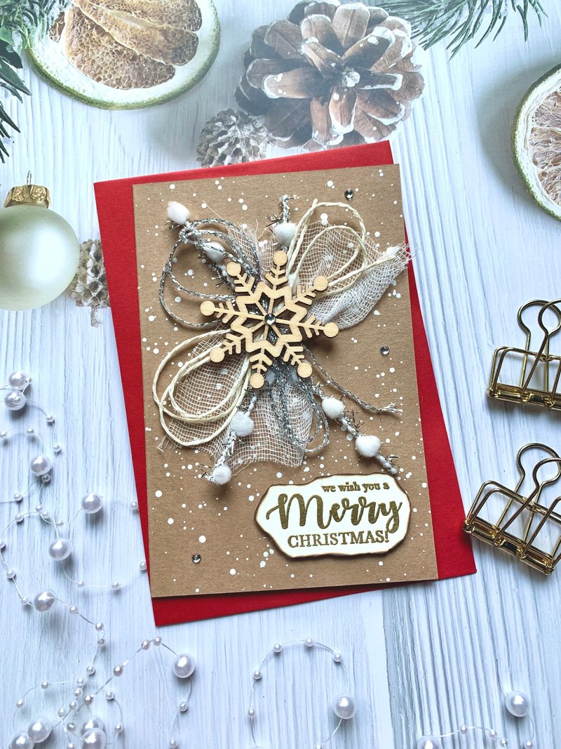 聖誕卡片Christmas Card_雪花 (隨機出貨) - 卡片/明信片 - 紙 白色