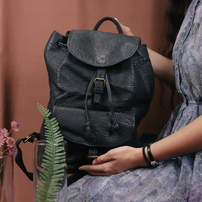 Tsubasa.Y│Antique BREE Backpack 003, Antique Leather Backpack - Drawstring Bags - Genuine Leather 