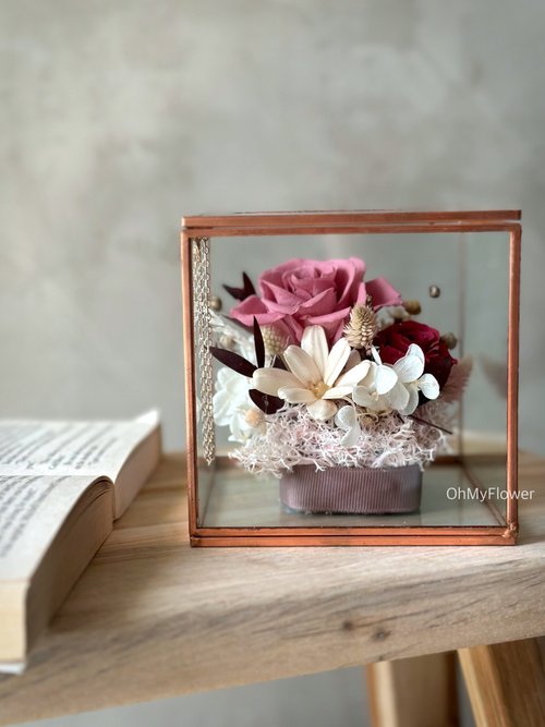 Flmtop 1 Box Preserved Flower Beautiful Bright-colored Dried Flower Stylish Visual Effect Dried Flower Display for Home Pink