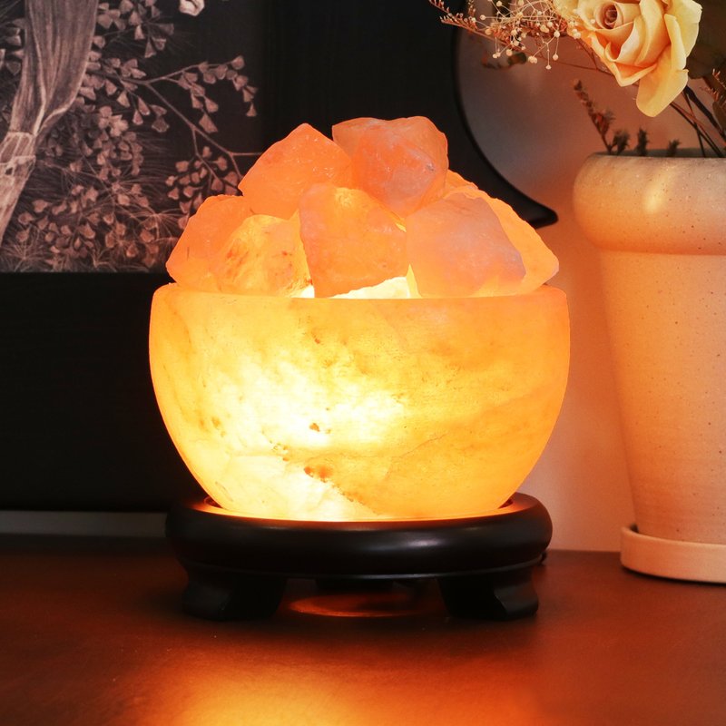 6-inch Rose Cornucopia I Lucky and Qi-Recruiting I Numerology and Feng Shui Most Recommended (Limited to Home Delivery) I Salt Lamp - โคมไฟ - วัสดุอื่นๆ สีส้ม