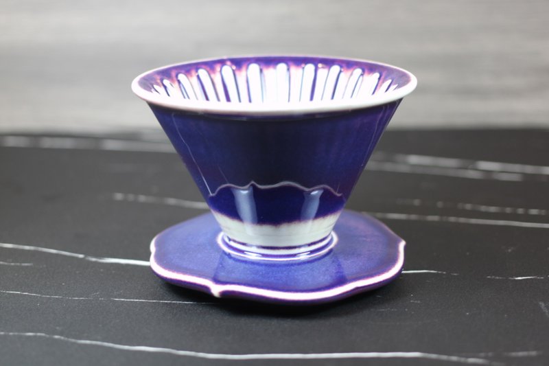 【鐘聲響起】洋桔梗 紫鈞 50度角濾杯 自然釉咖啡濾杯 孤品 - 咖啡壺/手沖壺 - 陶 