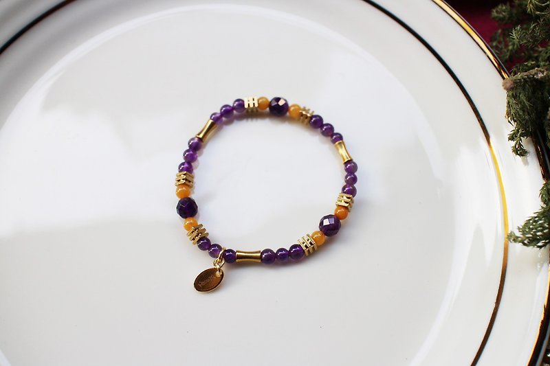 <Slow temperature natural stone series> C1050 amethyst bracelet - Bracelets - Gemstone 