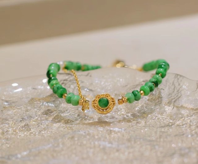 Genuine purchases Natural Jadeite • Light Green Jade Bead Bracelet