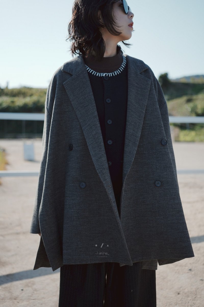 羊毛出在你身上低飽和西裝外套 - 女大衣/外套 - 羊毛 灰色