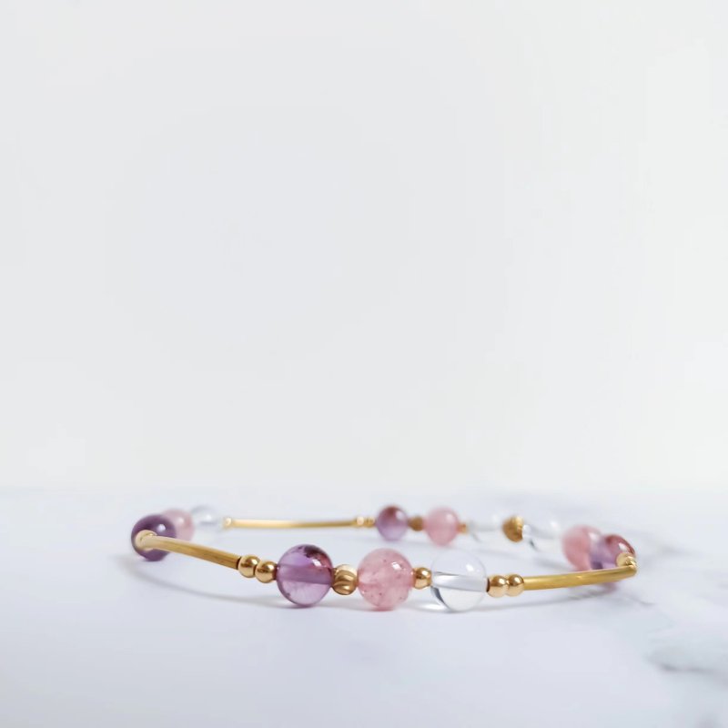 【Secret】Sister Bracelet/Japanese Silk Thread/White Crystal/Russian Strawberry Crystal/Brazilian Purple Ghost - Bracelets - Crystal Purple