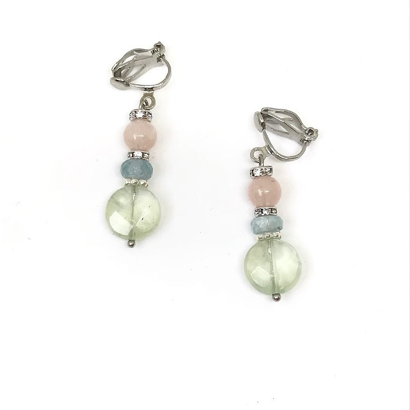 Natural stone clip-on earrings - ต่างหู - วัสดุอื่นๆ ขาว
