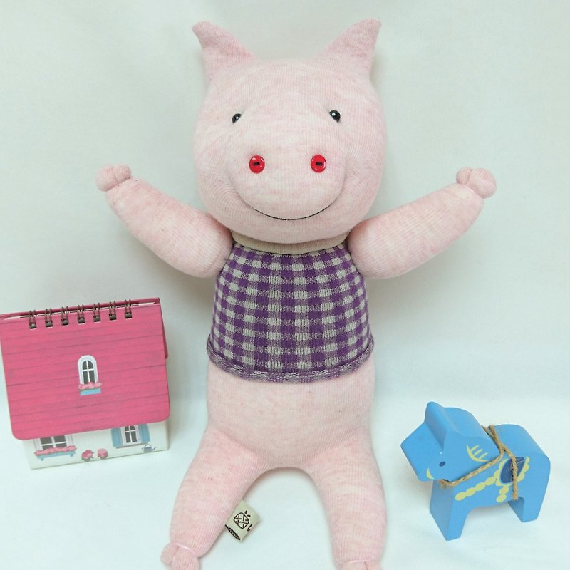 Pink pig / doll / sock doll / pig - Stuffed Dolls & Figurines - Other Materials 